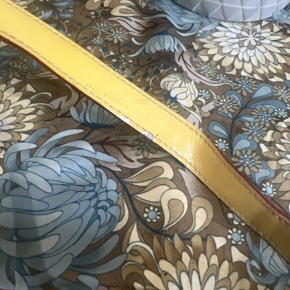 Project Bag-Arcadia Italian Handbag Embossed Patent Leather Satchel Yellow Tote - Picture 15 of 16